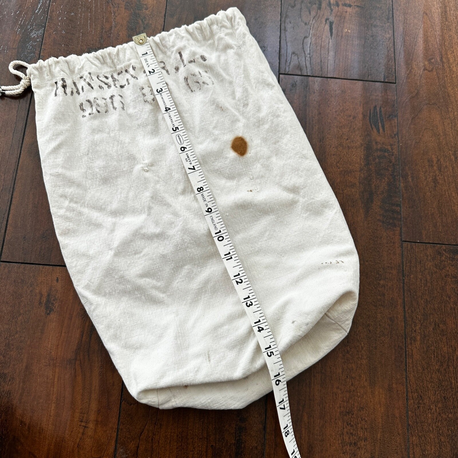 VTG WWII Canvas Garment Laundry Bag White Military Denim 1940s 40s 50s Stencil