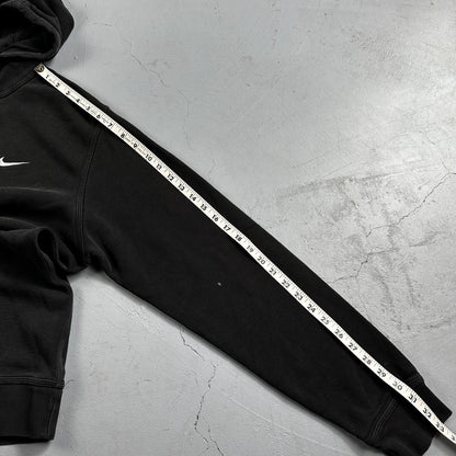 Nike Hoodie Men 2XL Black Swoosh Hooded Pullover Tonal Basic Fleece