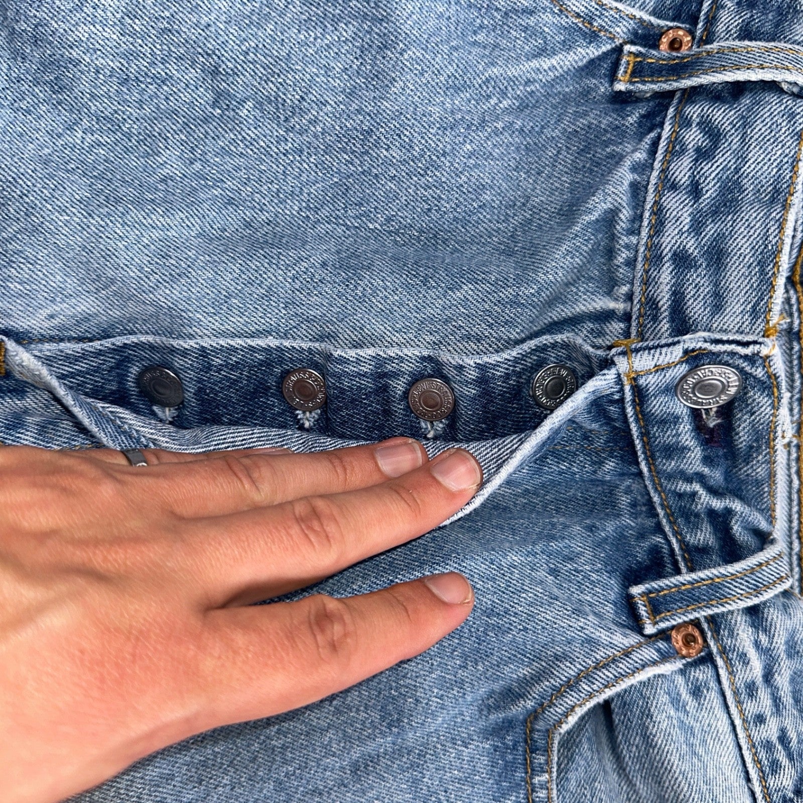 Levis 501 Vintage 90s USA XX Straight Leg Jeans Blue Light Wash 35x34 Act 33x30