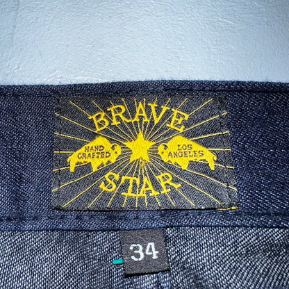 Brave Star Jeans Mens 34 Blue Selvedge Cone Denim Dark Wash Slim Straight USA