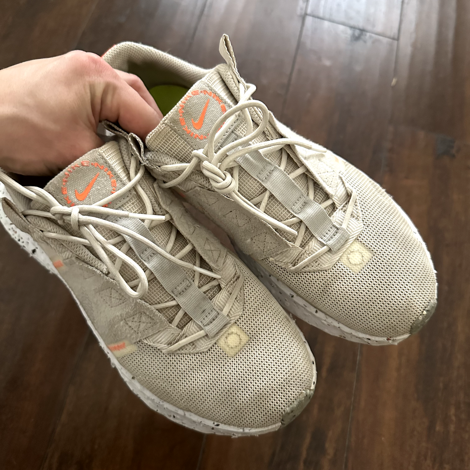 Nike Men's Crater Impact Lace Up Shoes Beige Orange Size 8.5 DB2477-100 No Box