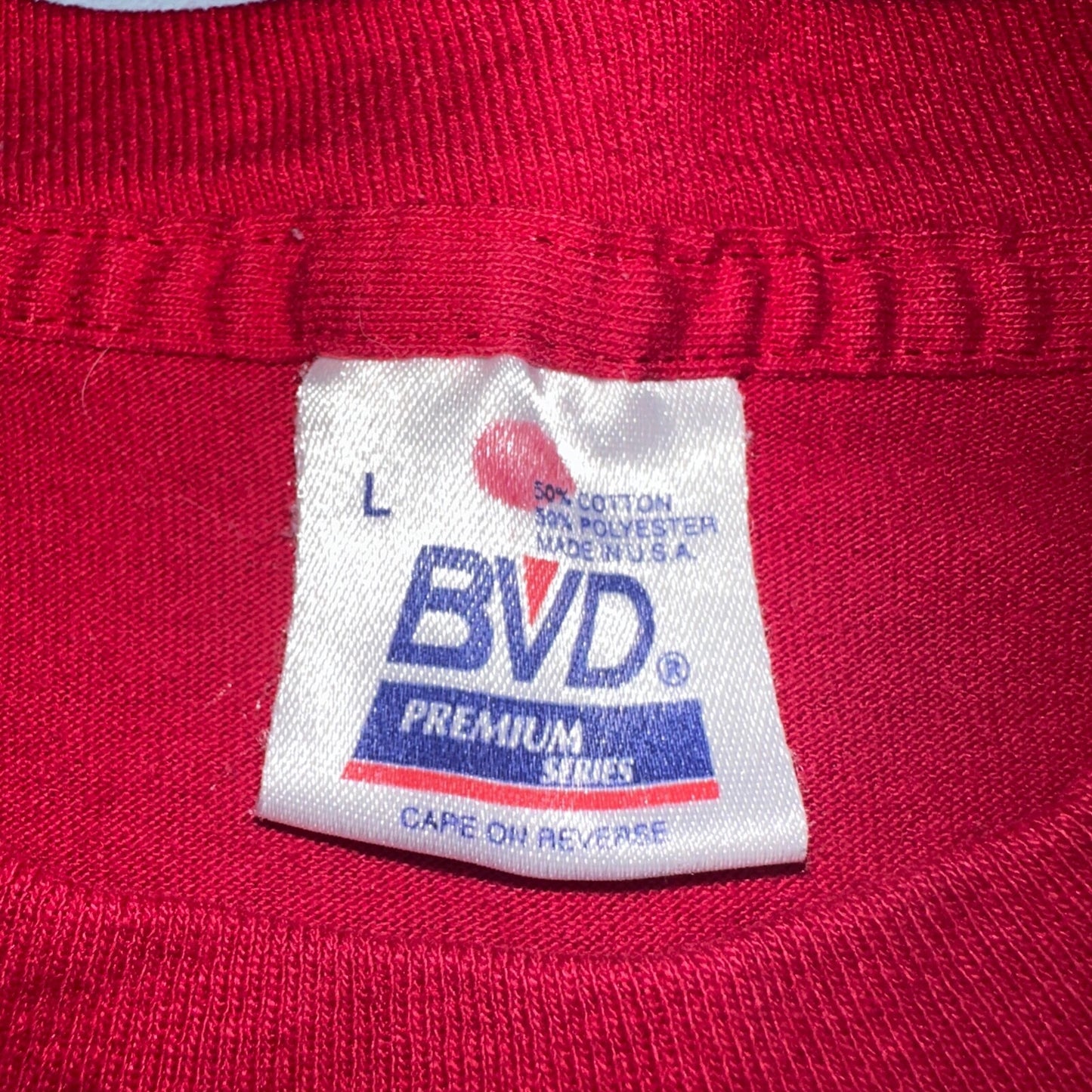 BVD 90s USA VTG T Shirt Red No Print Lot 1 Single Stitch Basic Tee Simple