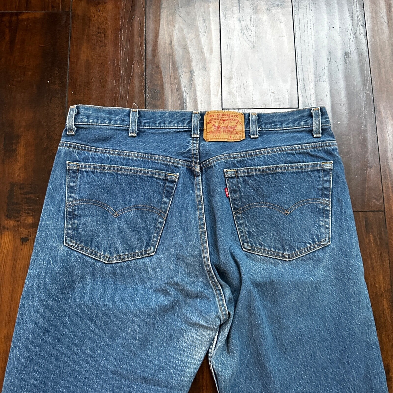 VTG 90s Levis 501 Button Fly 40x36 USA Tag Jeans Straight Wash Blue XX Act 36x32