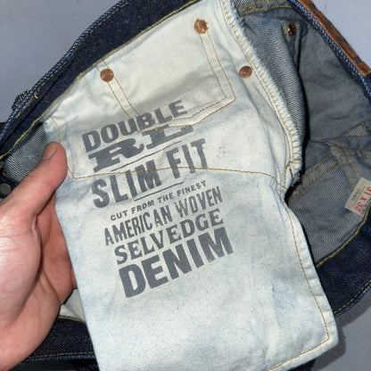 Double RL RRL Men’s Blue Denim Selvedge Jeans Slim Redline USA 31x32 Dark!