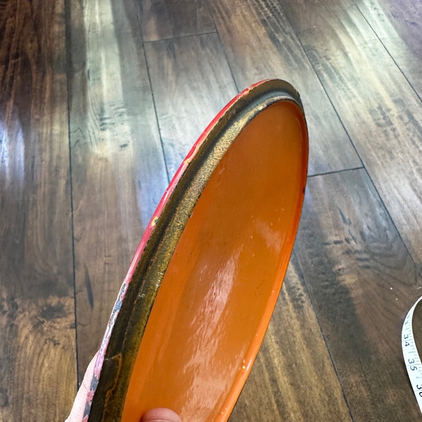 Le Creuset #B Oval Dutch Oven Lid Only France Enamel Pot Orange Flame VTG 1960s