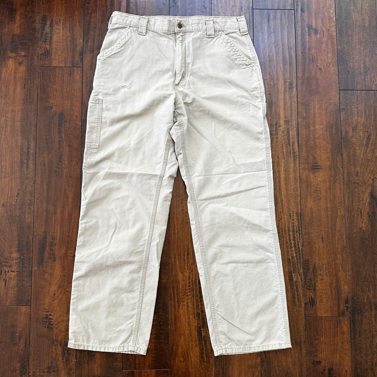 Carhartt B161 Straight Leg Work Men's Size 36x34 Tan Dungaree Fit Pants