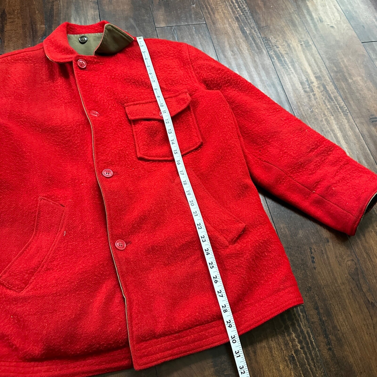 VTG 40s 50s Wool Western Coat Jacket Rockabilly Red Military Green WWII RARE