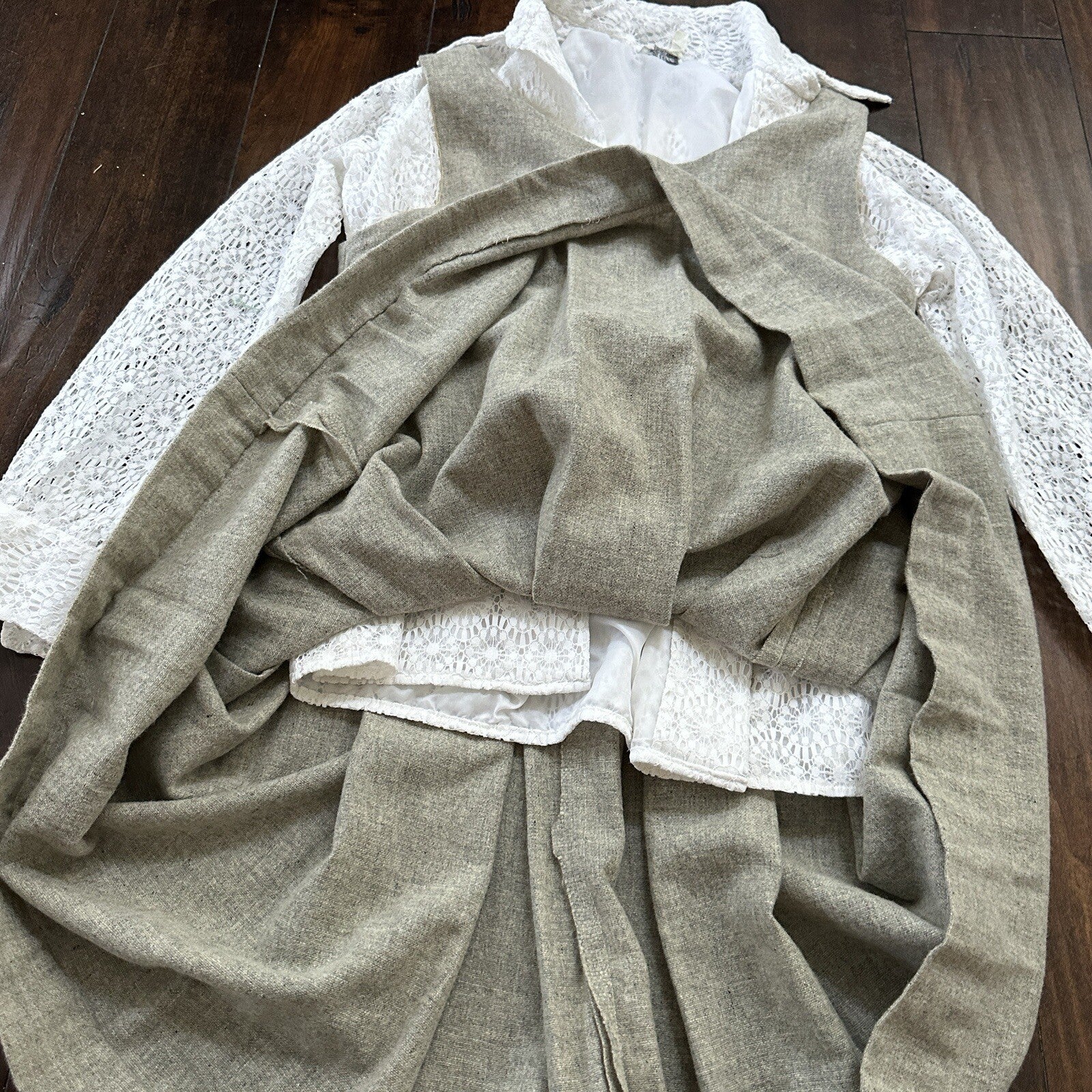 VTG USA Rockabilly Womens Dress Skirt 60s 50s Wedding Wool Floral Alice Lace