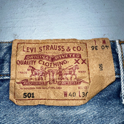 Levis 501 Vintage 90s XX Straight Leg Jeans Y2K Light Wash 40x36 Act 38x31