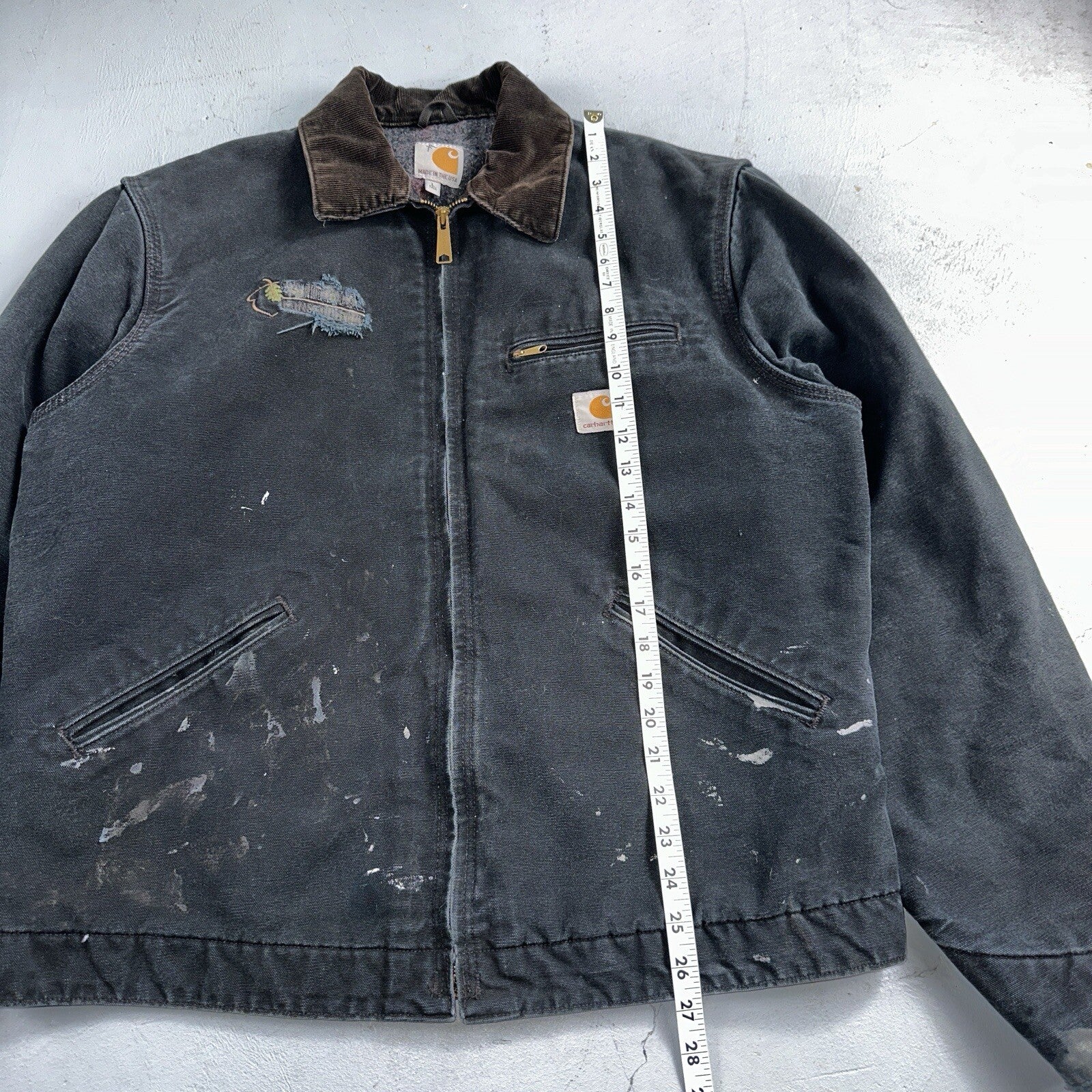 Carhartt VTG Jacket Mens L Tall Black Detroit J001 Blanket Lined USA J97 BLK