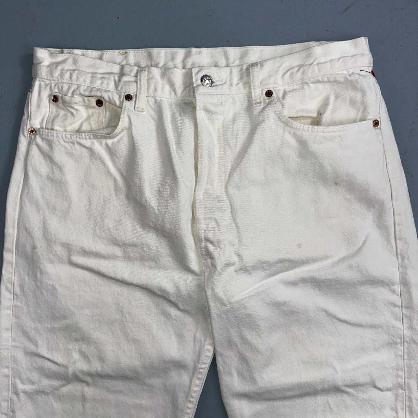Levis 501 Vintage 80s USA XX Straight Leg Jeans White Light Wash 38x32 Act 35x31