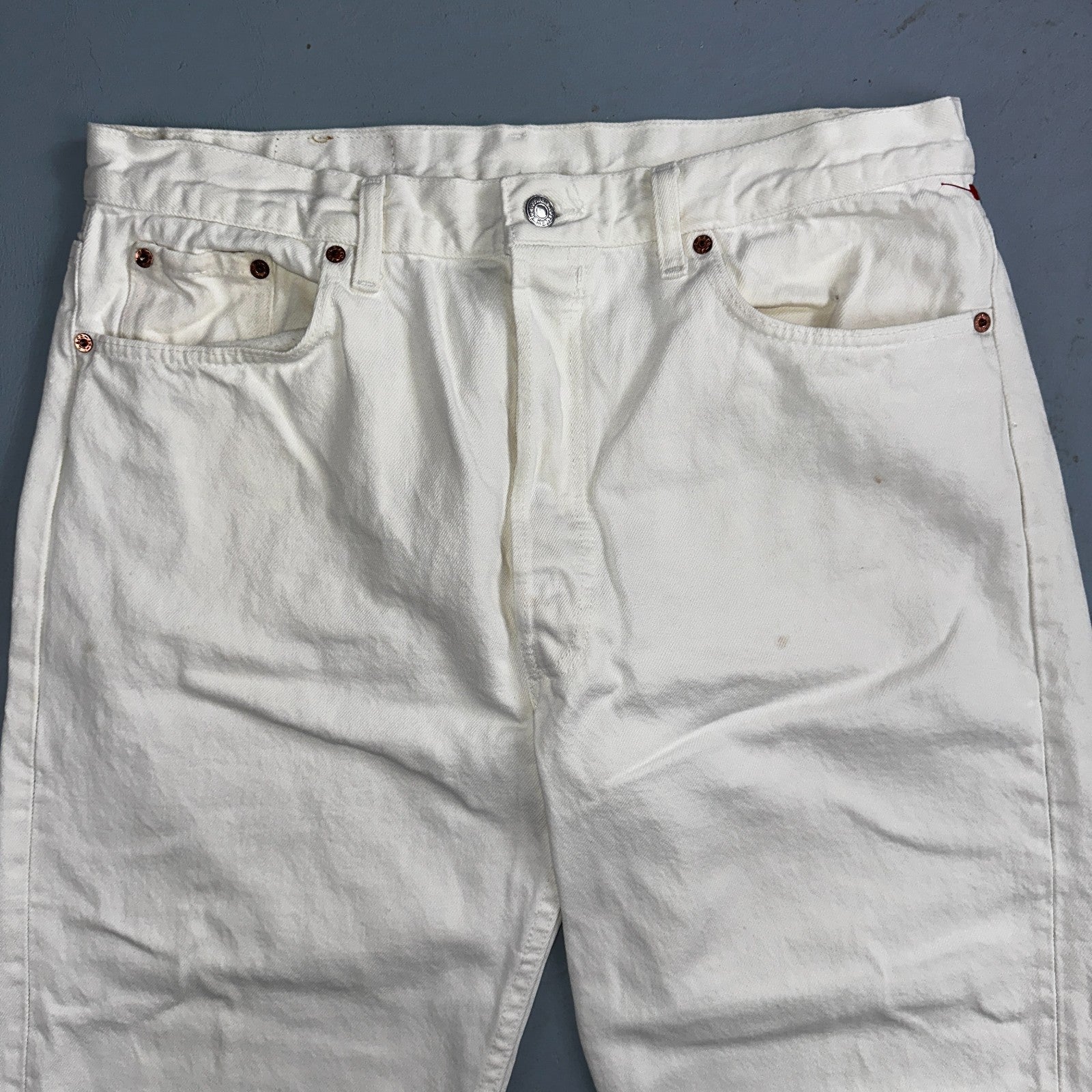 Levis 501 Vintage 80s USA XX Straight Leg Jeans White Light Wash 38x32 Act 35x31