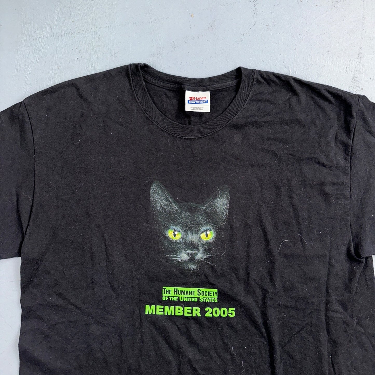 Black Cat 2005 VTG T Shirt Mask Movie Humane Society Animals Cute Love Hans