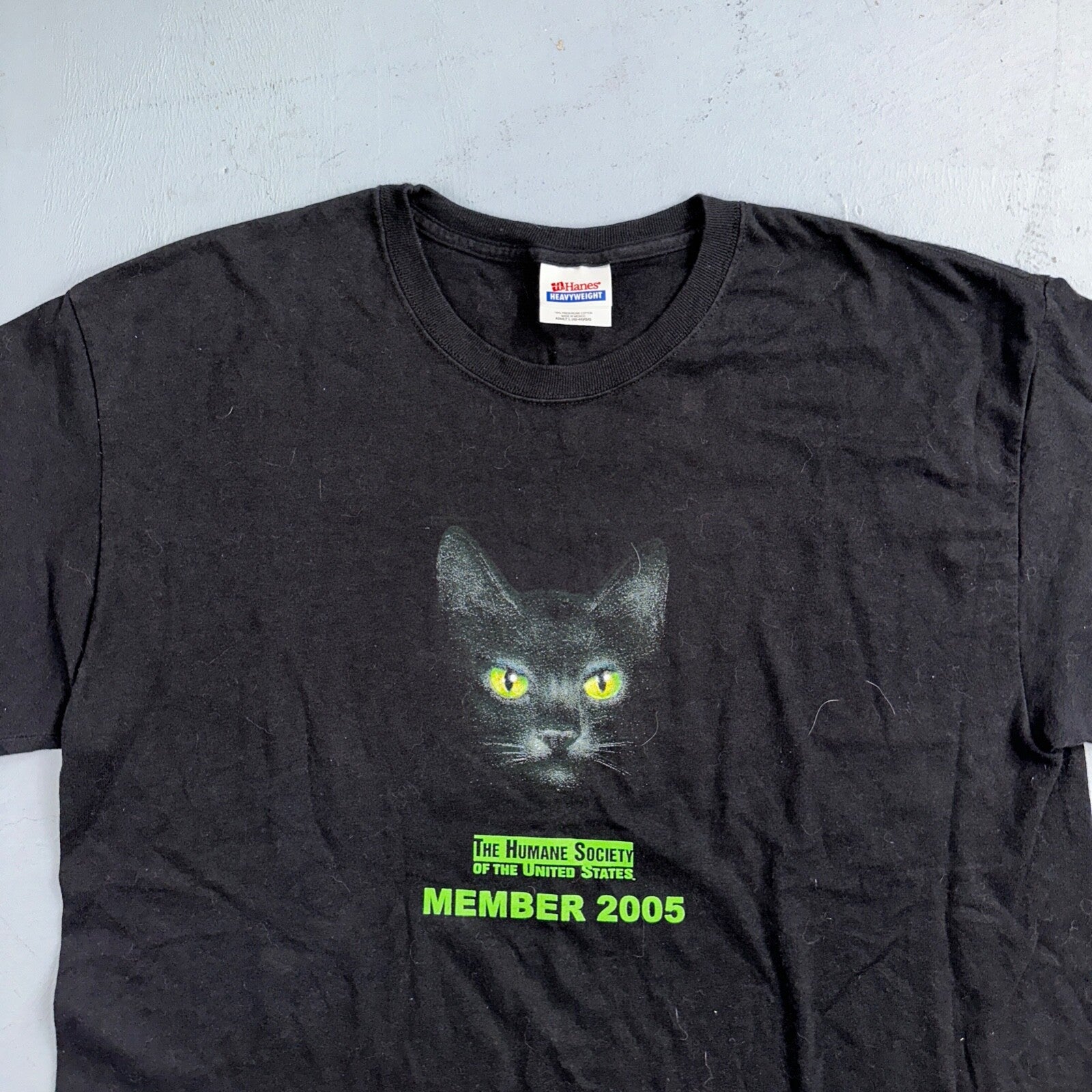 Black Cat 2005 VTG T Shirt Mask Movie Humane Society Animals Cute Love Hans