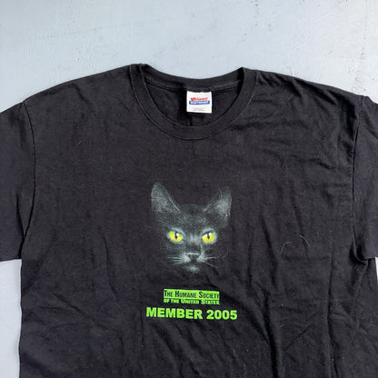 Black Cat 2005 VTG T Shirt Mask Movie Humane Society Animals Cute Love Hans