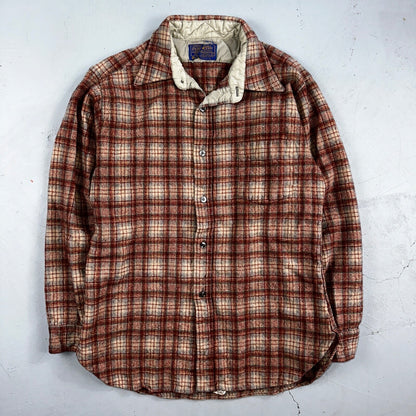 Pendleton Vintage 70s Woolen Mills Virgin Wool Lodge Shirt Red Plaid Mens L