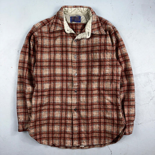 Pendleton Vintage 70s Woolen Mills Virgin Wool Lodge Shirt Red Plaid Mens L