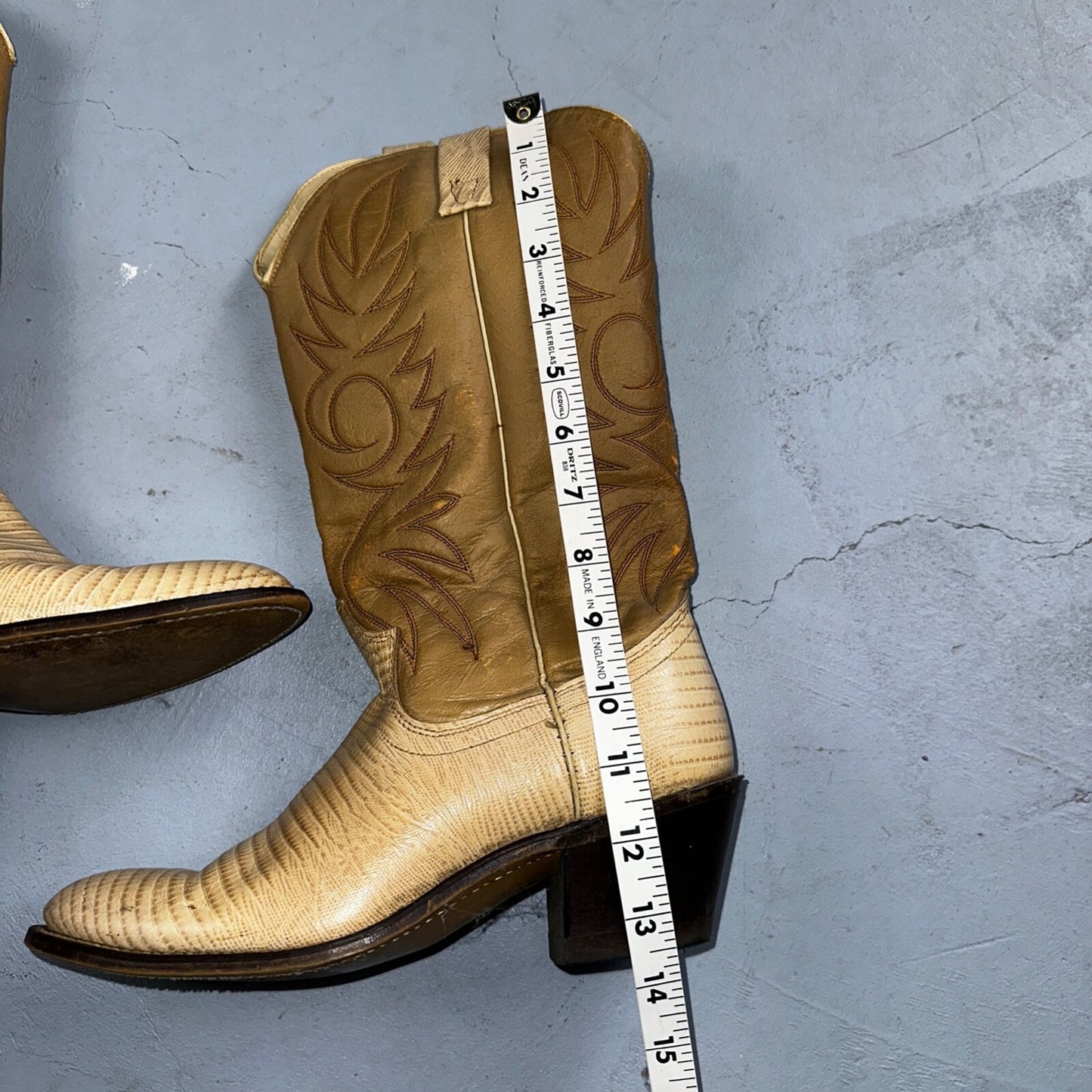 Acme Womens Vintage Brown Leather Western Stacked Heel Cowboy Boots Size 8C