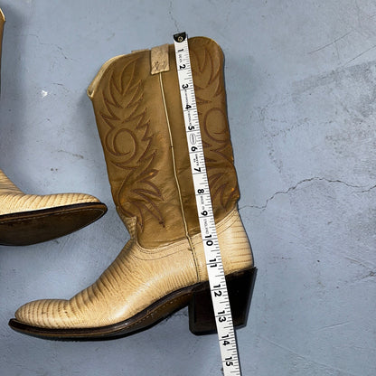 Acme Womens Vintage Brown Leather Western Stacked Heel Cowboy Boots Size 8C