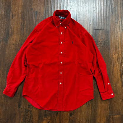 Polo Ralph Lauren Red Button Down Work Shirt Dress Vtg Up Y2K 90s Western Blake