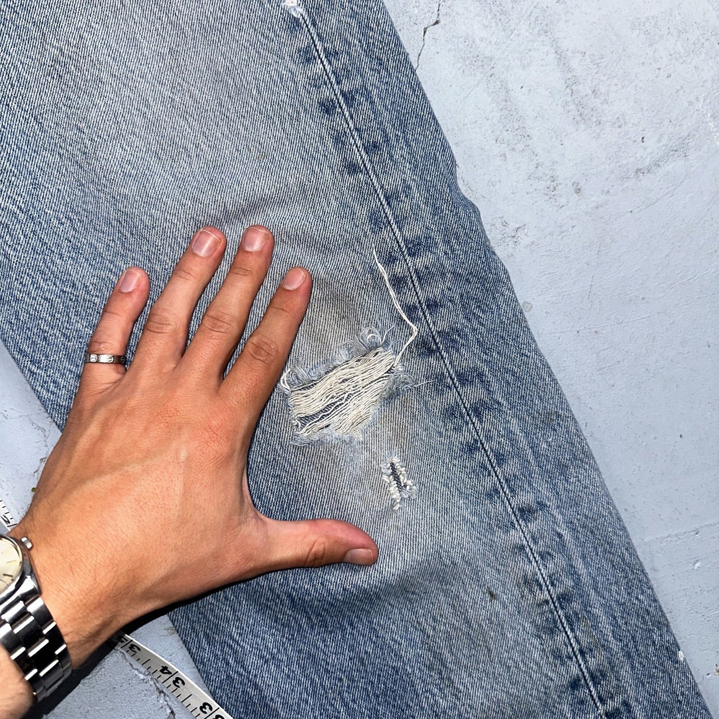 Levis 501 Vintage 90s Mexico Straight Leg Jeans Blue Light Wash 33x36 Act 31x32