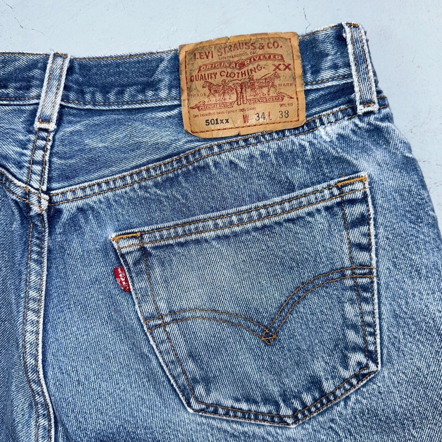 Levis 501 Vintage 90s Y2K XX Straight Leg Jeans Blue Med Wash 34x38 Act 31x32