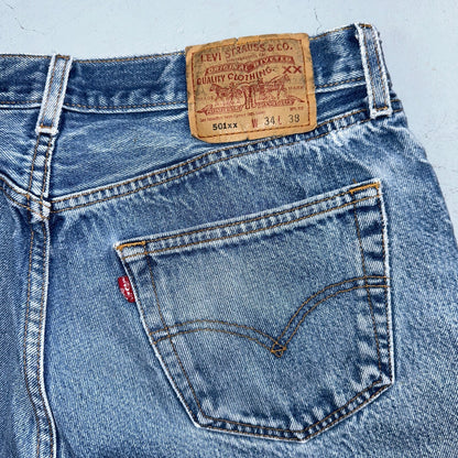 Levis 501 Vintage 90s Y2K XX Straight Leg Jeans Blue Med Wash 34x38 Act 31x32