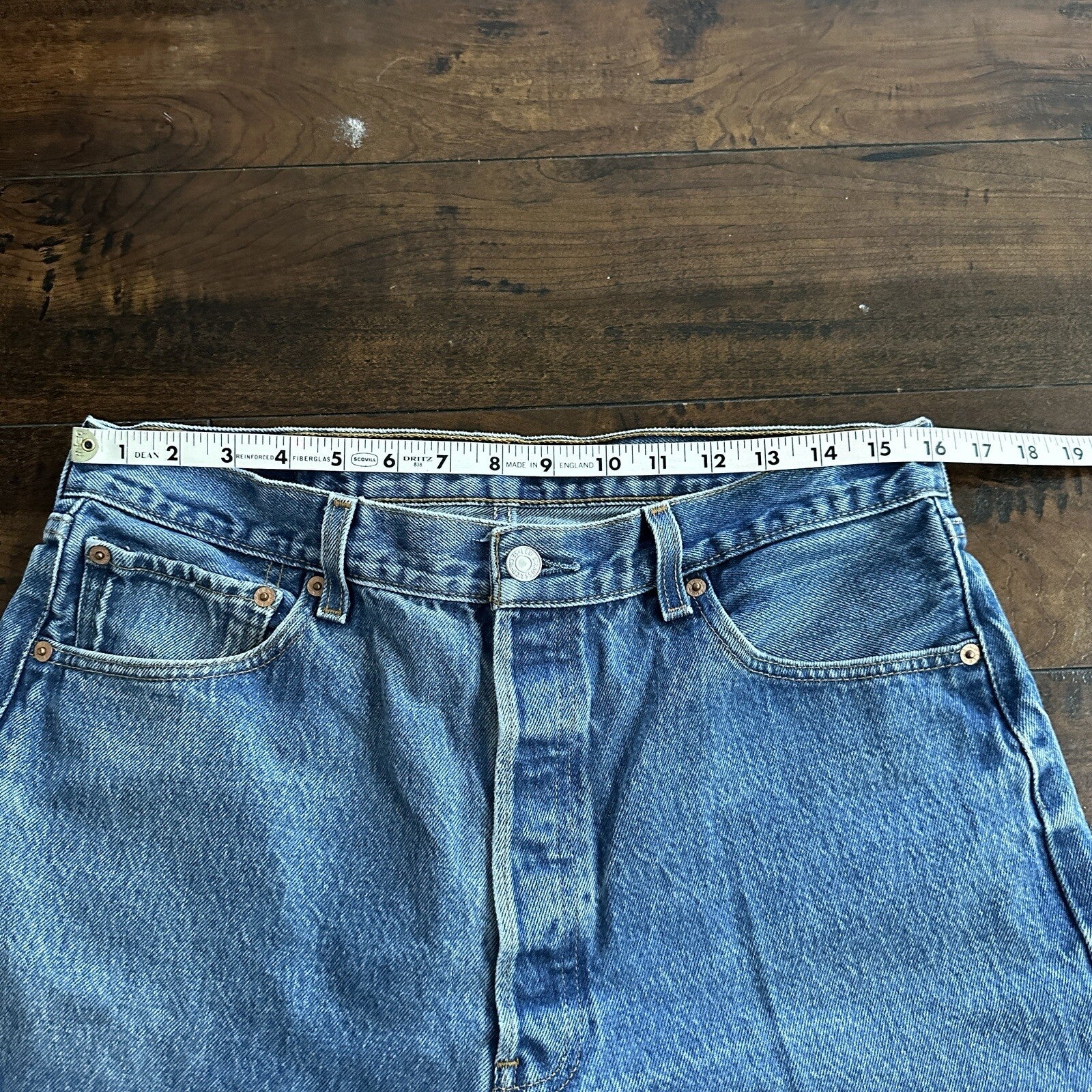 Levis 501 Vintage 90s Straight Leg XX Capri Jeans 36x34 Light Wash Act 32x25