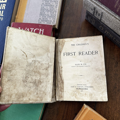 Lot 18 Cool Old Vintage Antique Rare Hardcover Random Books Green Coffee Table