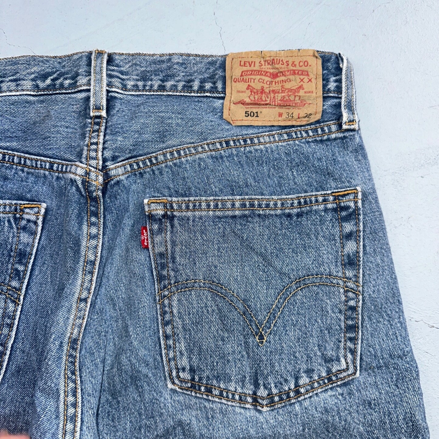 Levis 501 Vintage Y2K XX Straight Leg Jeans Blue 2003 Med Wash 34x32 Act 33x30