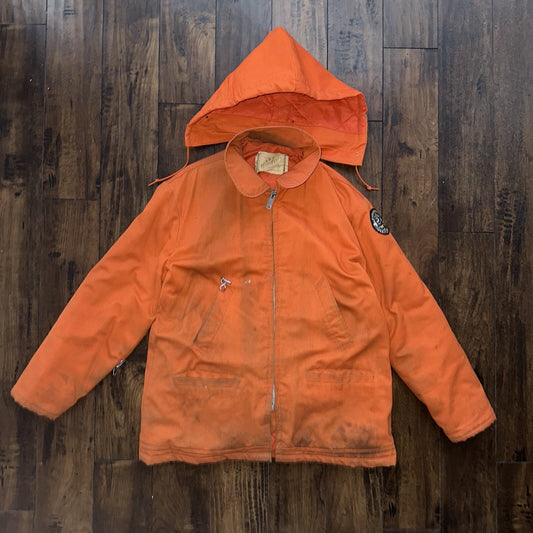 Vtg 50s 60s Hunters Friend Orange L Canvas Hunting Jacket Work Coat Rockabilly