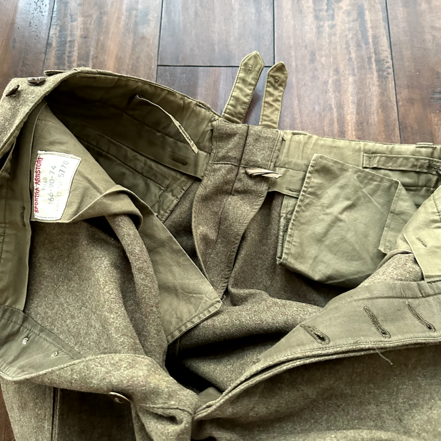 Vintage Sportra Arnstorf German Military Wool 60s 1960s Cargo p WWII Pants 33x28