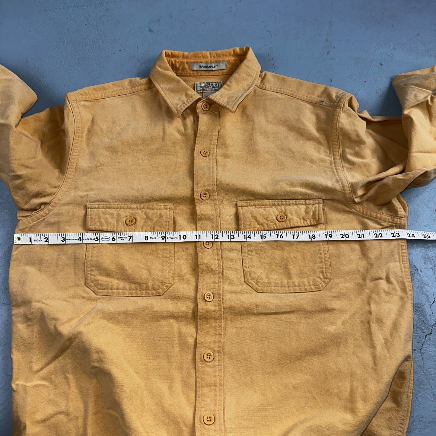 Vintage LL Bean Chamois Cloth Flannel Shirt Mens L Tall Yellow Made in USA 90s