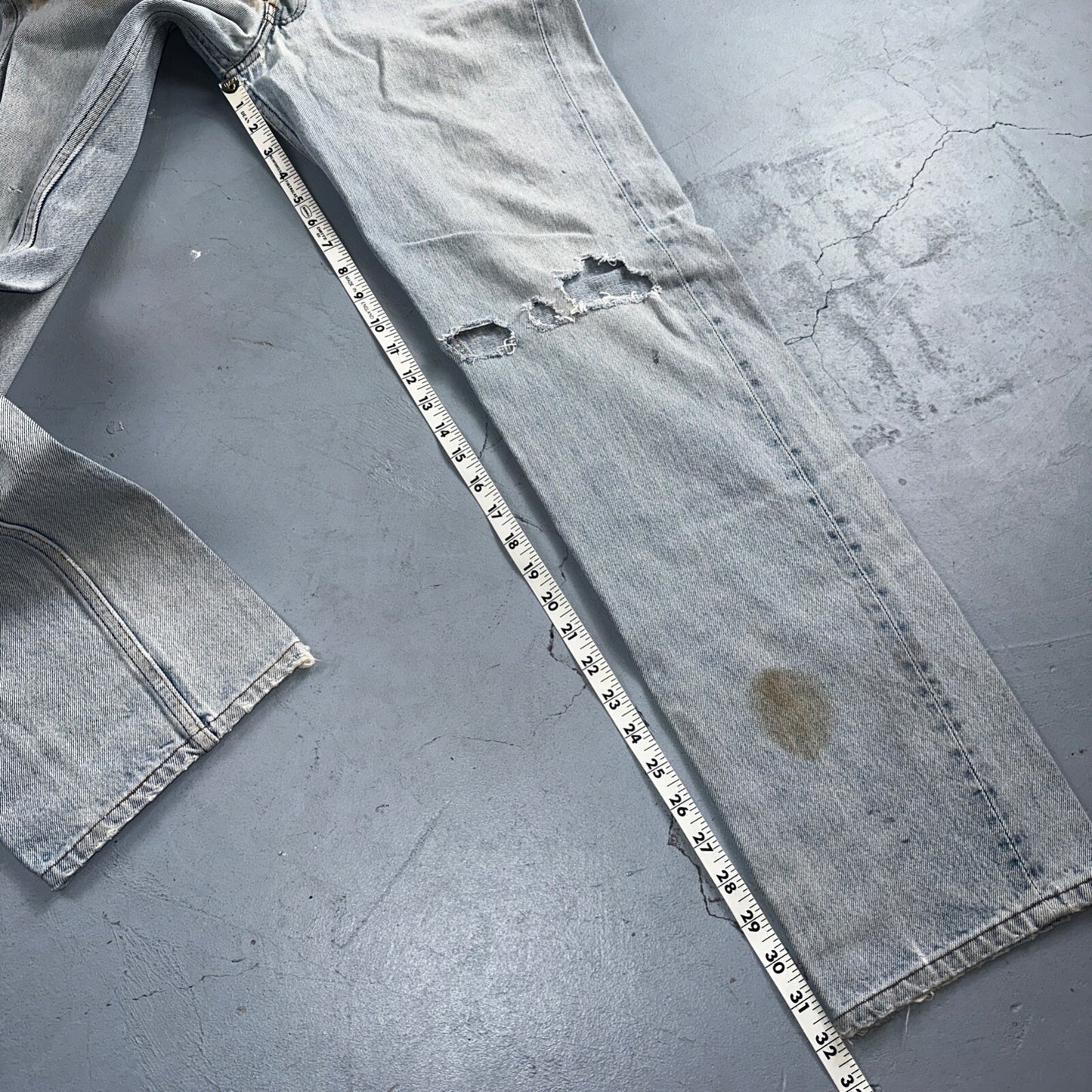 Levis 501 Vintage 90s USA XX Straight Leg Jeans Blue Light Wash 34x36 Act 31x32