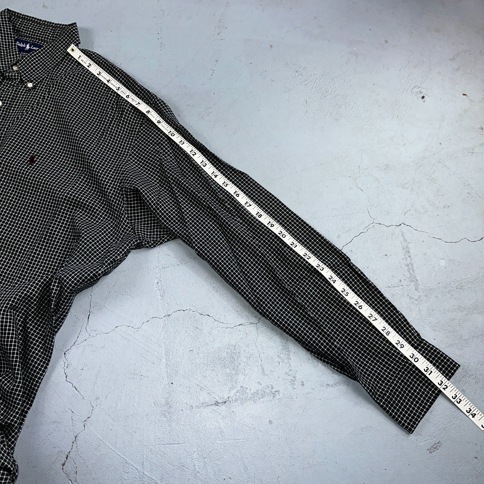 Ralph Lauren Polo VTG Button Down Shirt Men's L Black Plaid Blake Checker Board