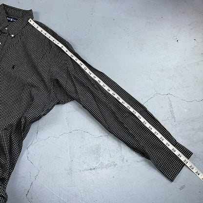 Ralph Lauren Polo VTG Button Down Shirt Men's L Black Plaid Blake Checker Board