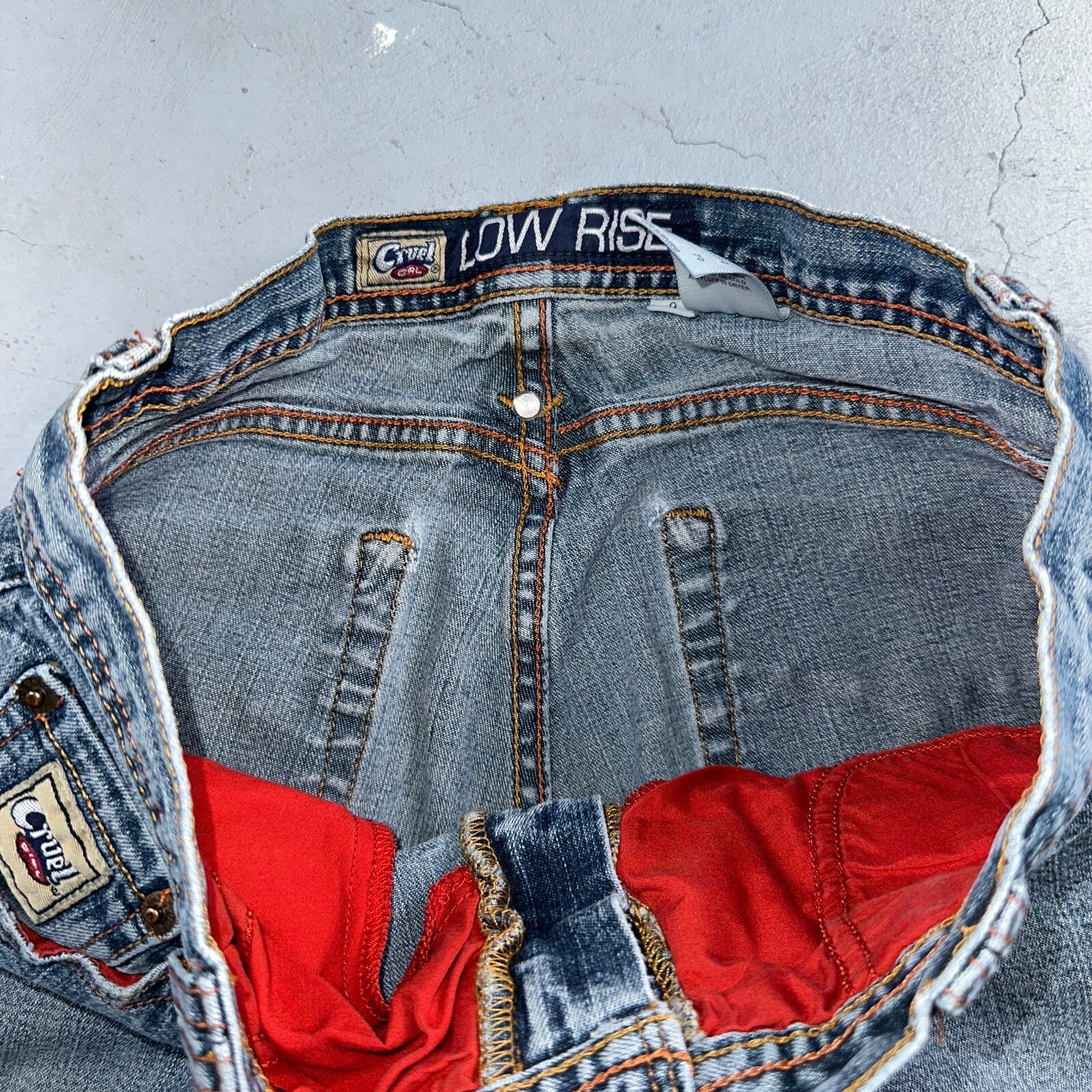 VINTAGE Cruel Girl Jeans Womens 9 Long Regular Low Rise Wide Leg Med Wash Denim