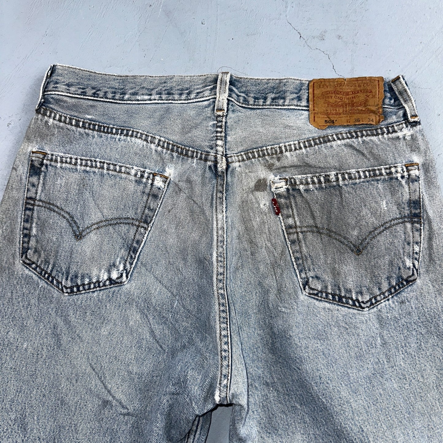 Levis 501 Vintage Y2K 90s XX Straight Leg Jeans Blue Light Wash 36x34 Act 33x32