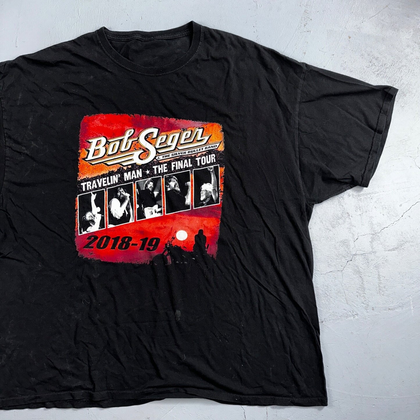 Bob Segen Final Tour VTG T Shirt 2019 Worn Cool Fade Big Size Black Rock N Roll