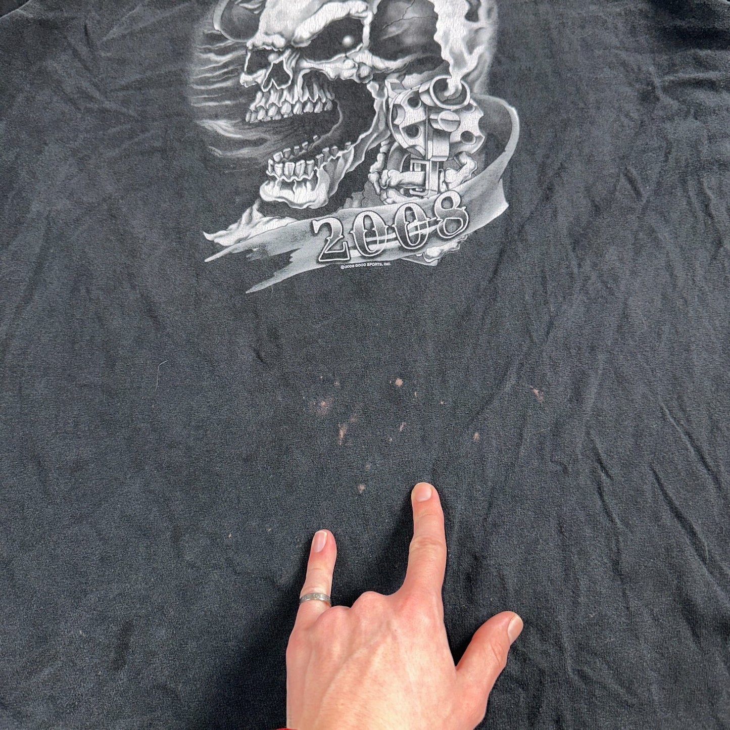 Sturgis Y2K Skulls Long Sleeve VTG T Shirt Biker Motorcycle 2008 Black Grunge