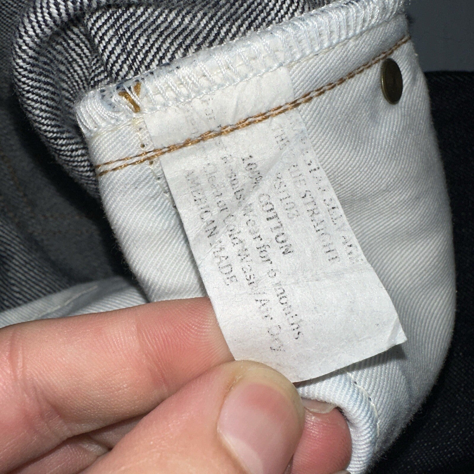 Brave Star Jeans Mens 30x30 Blue Selvedge Cone Denim Dark Wash Button Fly