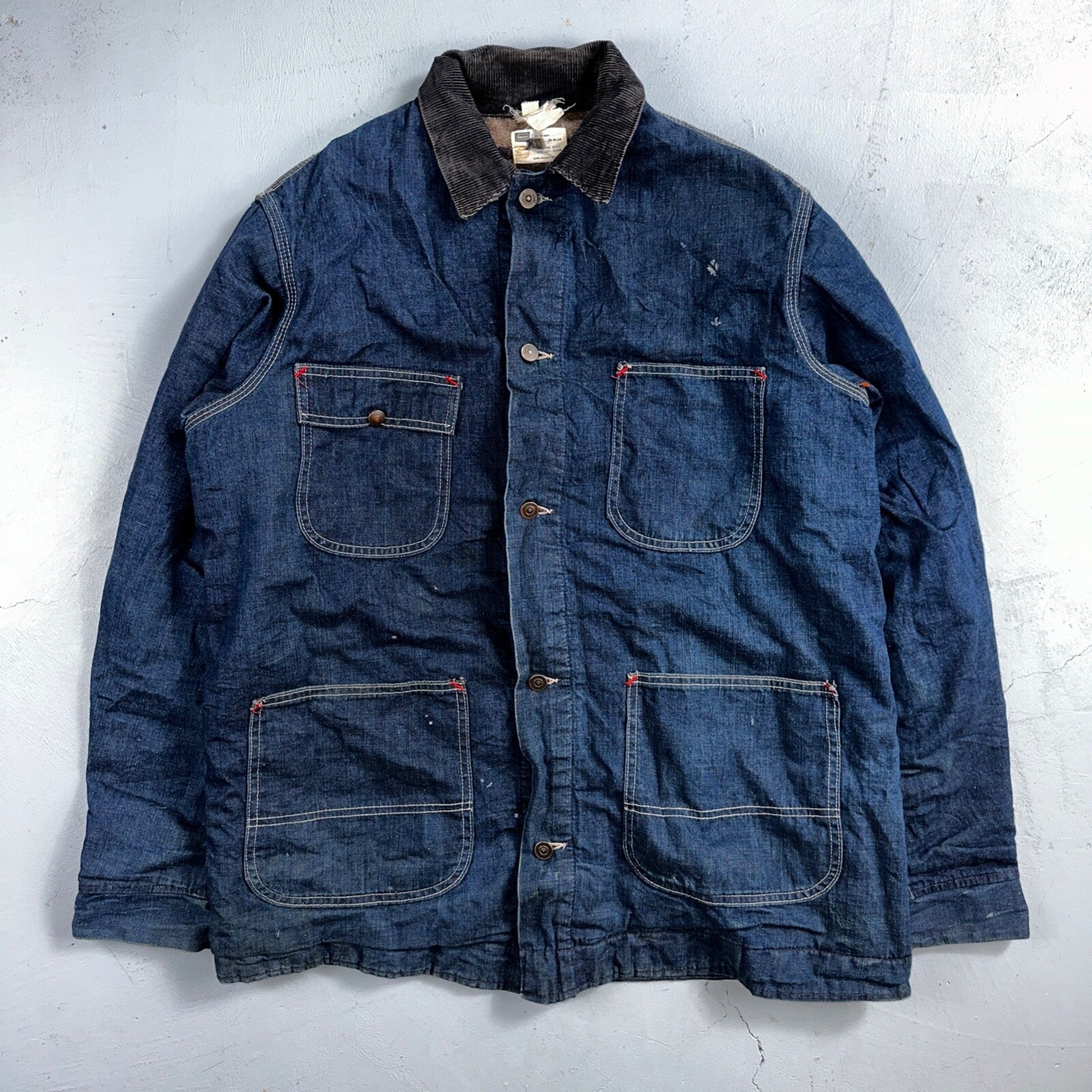 Vintage 60s Hercules Sears Roebuck And Co Denim Chore Jacket Coat Lined Detroit