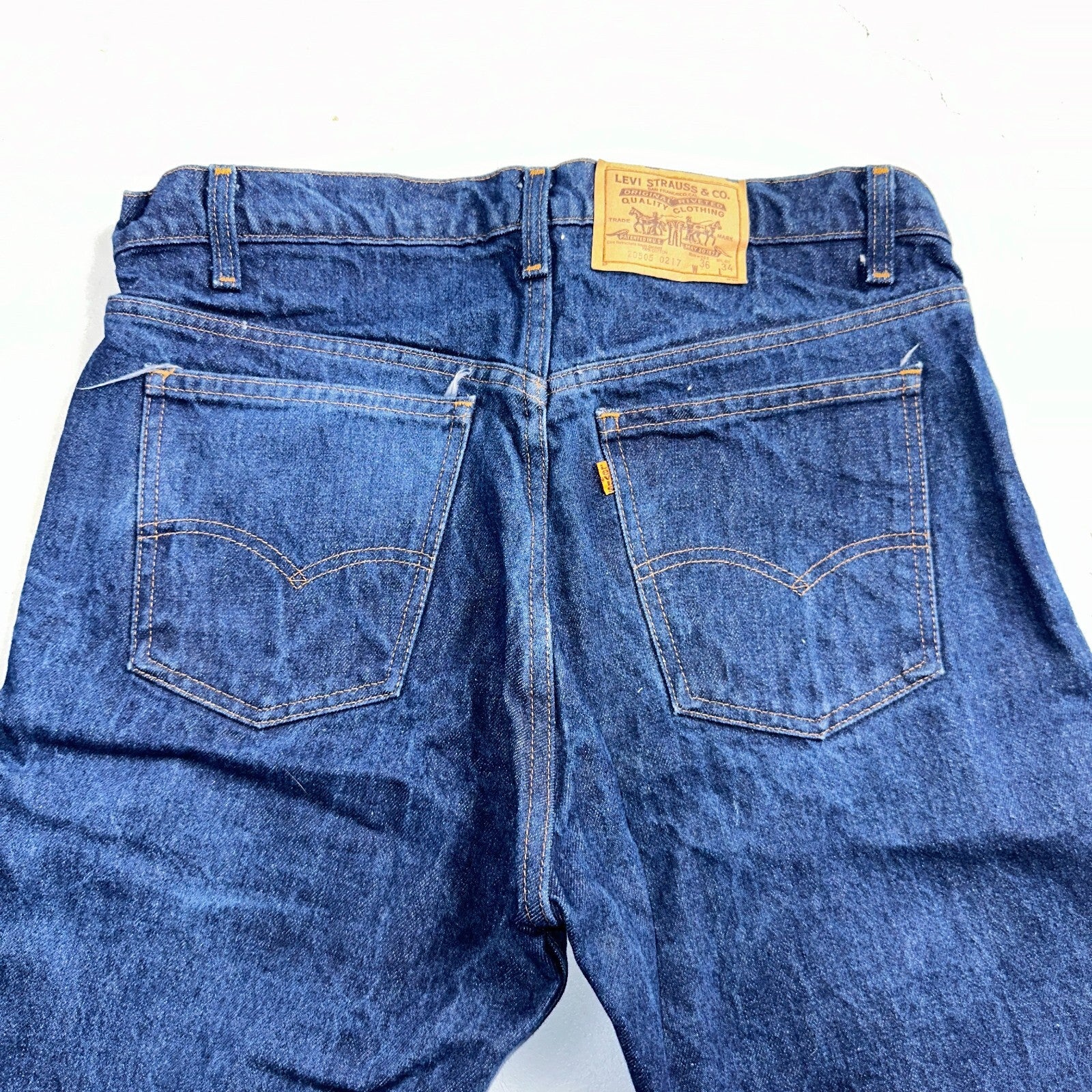 Levis 505 Vintage 80s 20505-0217 Orange Tab Dark 501 Jeans 36x34 USA 1980s
