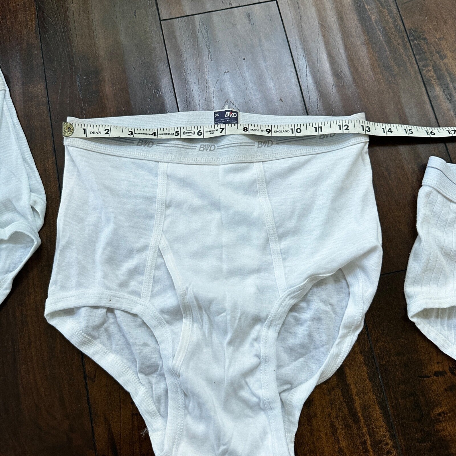 BVD Briefs Men Size 36 White Cotton Stripes 3 Pair VTG USA Lot 1970s 70s M