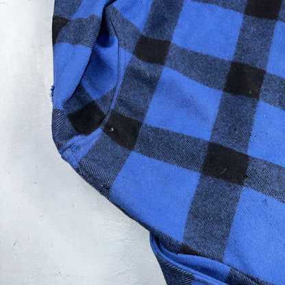 Filson CC Wool Mackinaw Cruiser Jacket Blue Plaid L Distressed VTG USA
