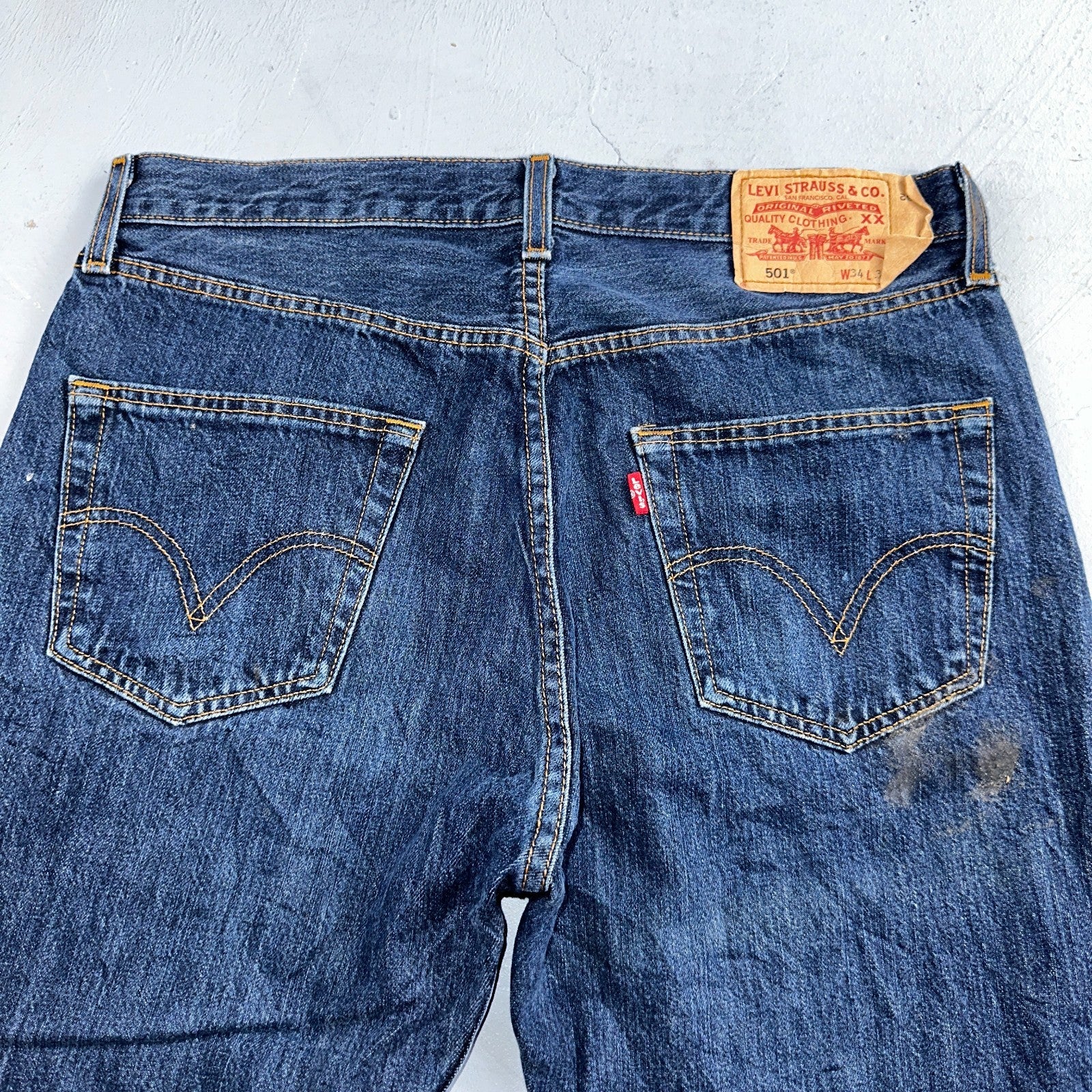 Levis 501 Vintage Y2K XX Straight Leg Jeans Blue Med Wash 34x32 Act 33x29
