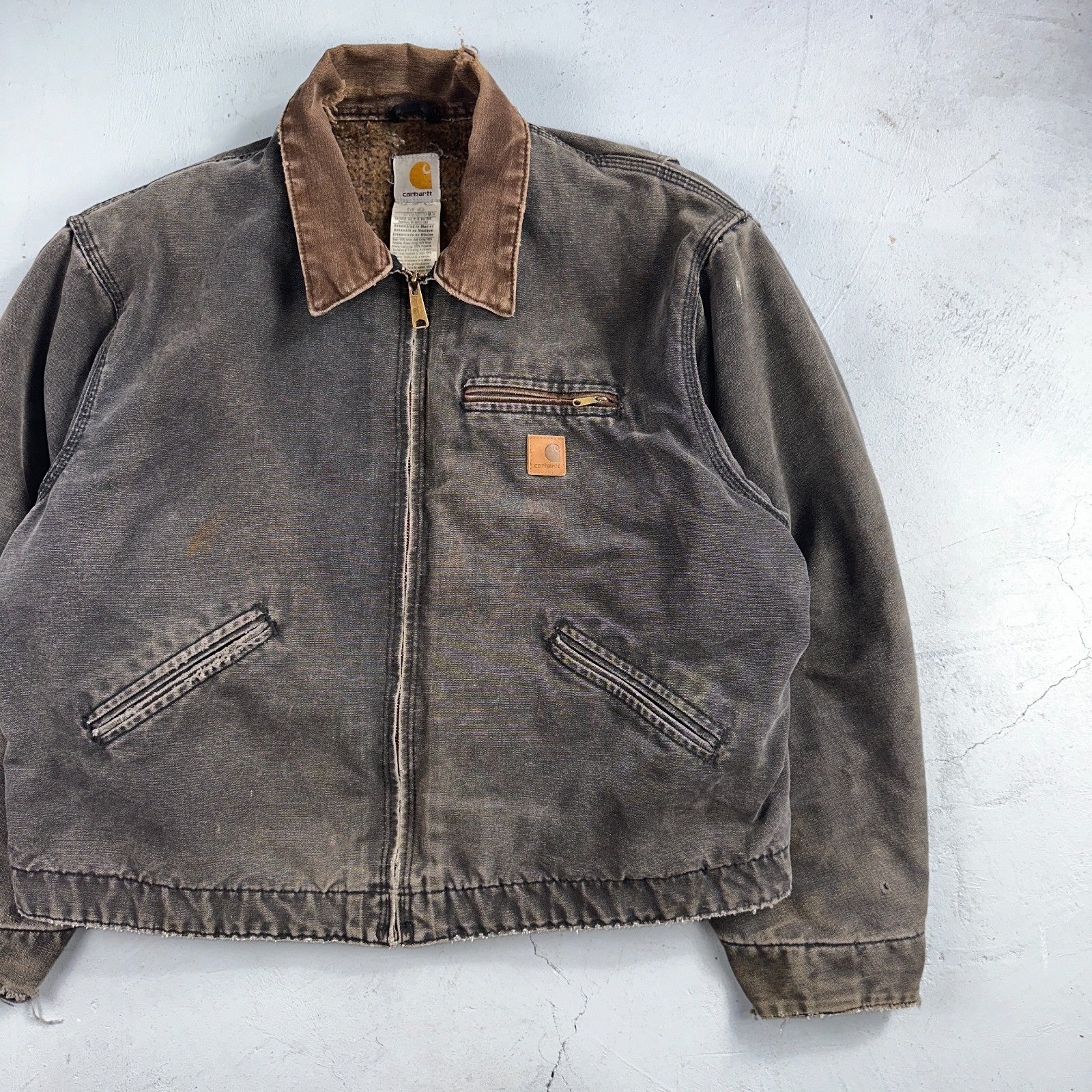 Carhartt VTG Detroit Jacket Men's 2XL Lined Blanket Workwear J97 BLK Thrashed