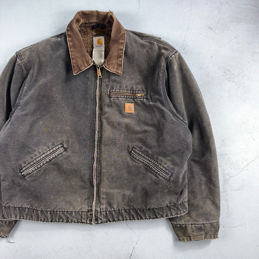 Carhartt VTG Detroit Jacket Men's 2XL Lined Blanket Workwear J97 BLK Thrashed