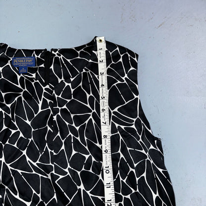 Pendleton Women's Size 6 Silk Blend Sleeveless Black White Fit N Flare Dress