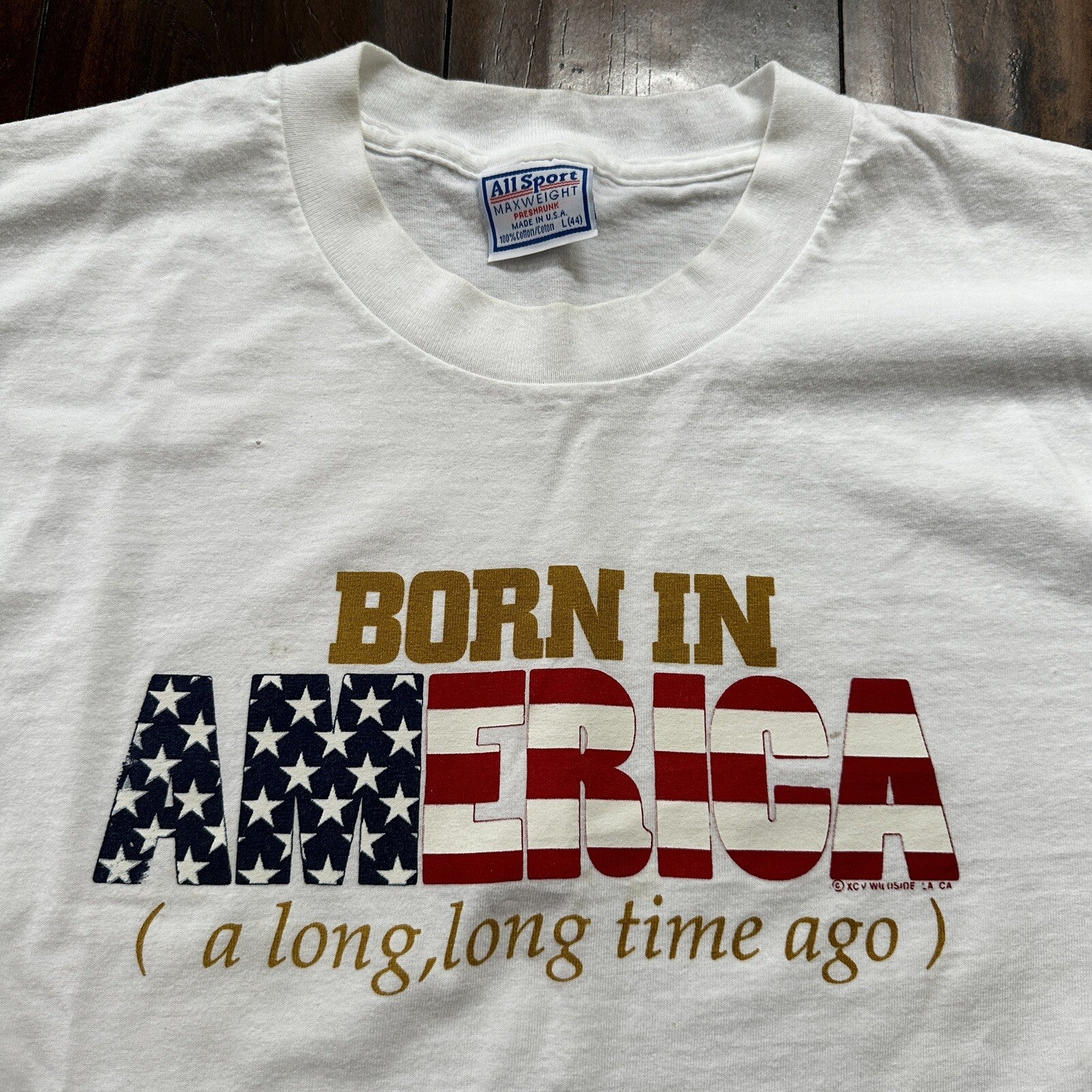 Vintage Born In America A Long Time Ago T Shirt 90s Crop Top USA Funny Humor